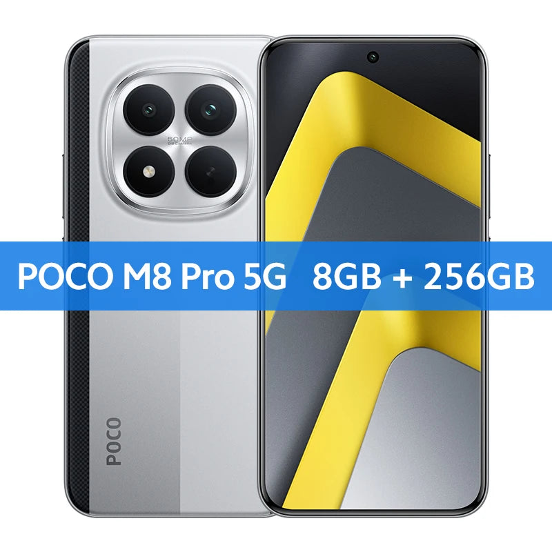 Global Version POCO M8 Pro 50MP main Camera 6.83"CrystalRes AMOLED display mobilephones Smartphone Snapdragon® 7s Gen 4