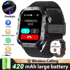 Militar Reloj Inteligente para Hombre, GPS, Linterna, Llamadas Bluetooth, Pantalla AMOLED de 2.01", 5 ATM Sumergible, Reloj Deportivo Inteligente