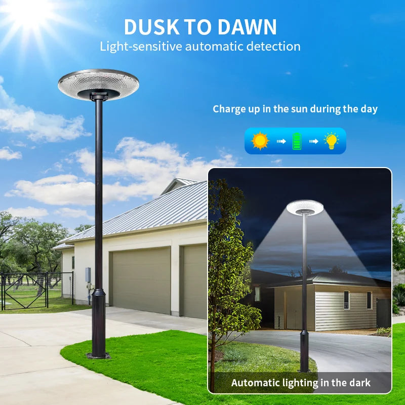  Waterproof Solar UFO Light Outdoor LED Post Lamp for Patio, Yard & Pathway