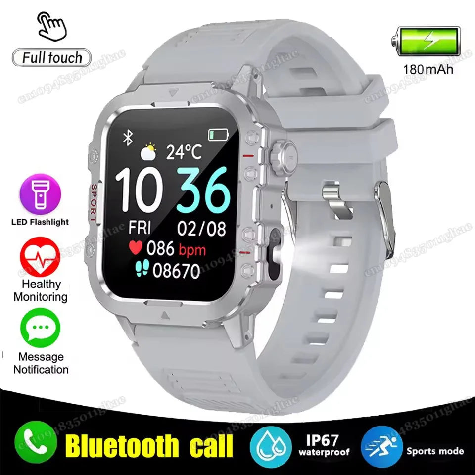 Militar Reloj Inteligente para Hombre, GPS, Linterna, Llamadas Bluetooth, Pantalla AMOLED de 2.01", 5 ATM Sumergible, Reloj Deportivo Inteligente