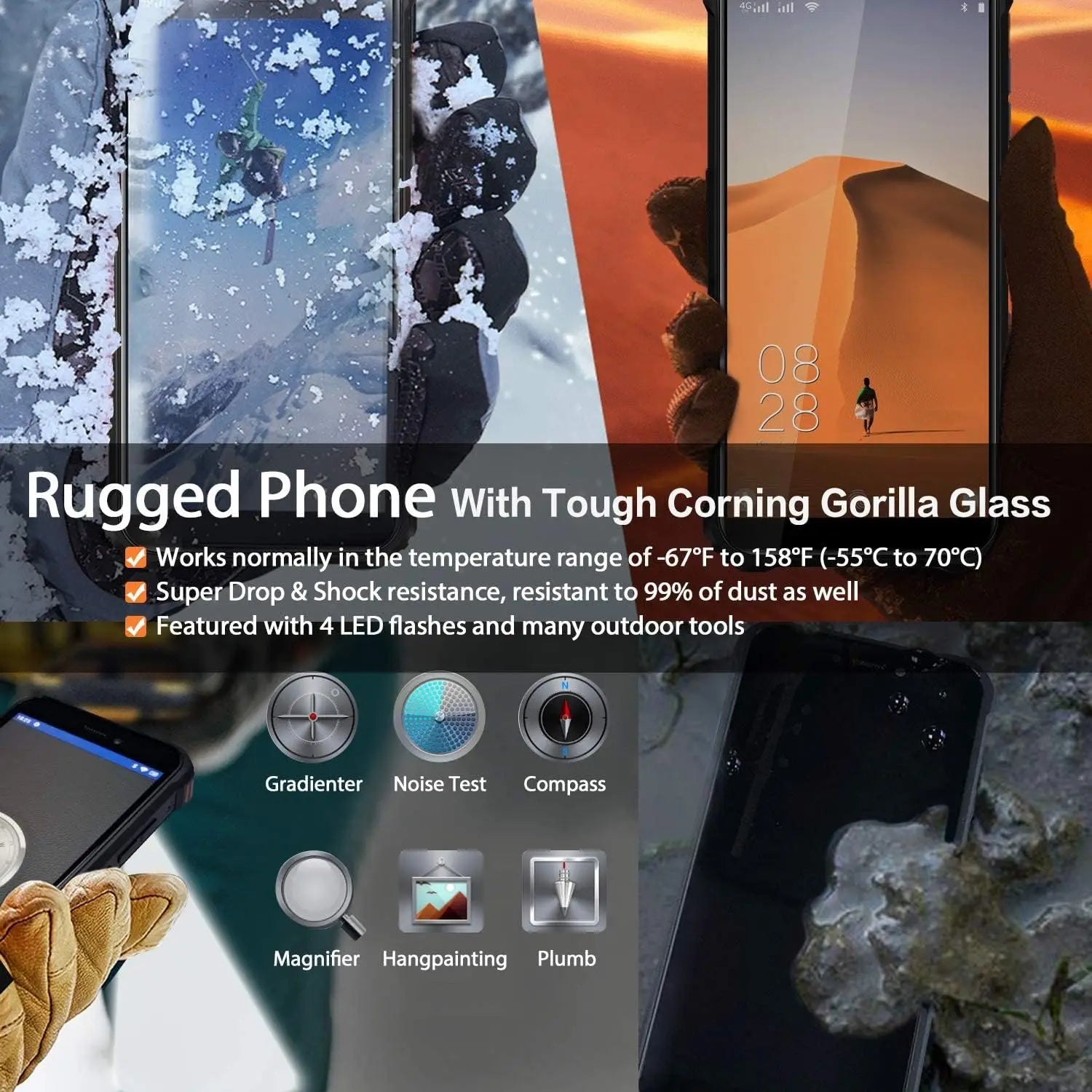 OUKITEL WP5 Pro Rugged SmartPhone, 4GB +64GB Cellphone, 8000mAh Android Mobilephone IP68 Waterproof 5.5" HD+ Triple Camera