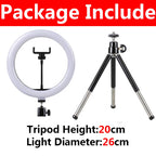26cm LED Selfie Ring Light Dimmable Led Photography RingLight With Tripod & Phone Stand for Youtube Video Live Makeup Fill Lamps