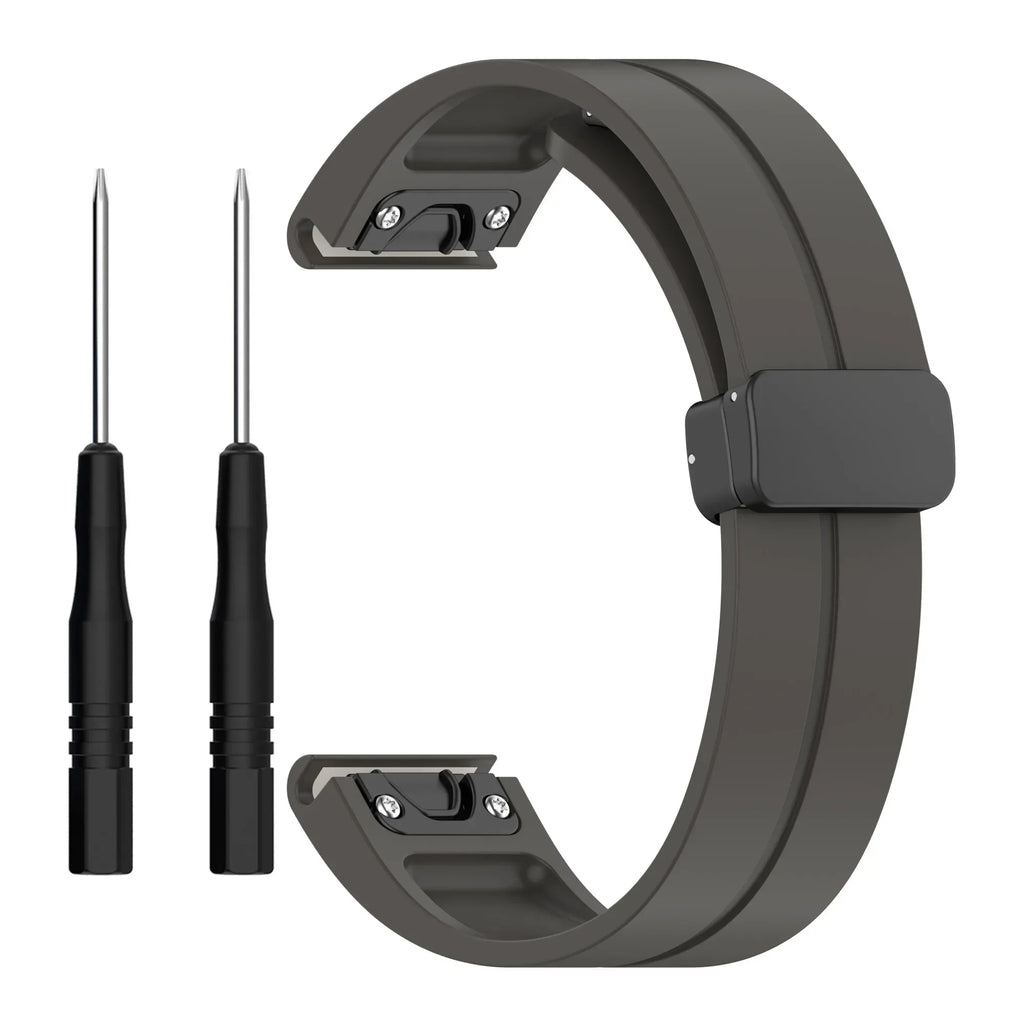 QuickFit 20mm 22mm 26mm Silicone Magnetic Folding Buckle Strap For Garmin Enduro 2 EPIX Gen2 Fenix 7 7X 6X Pro 5Plus Watchband