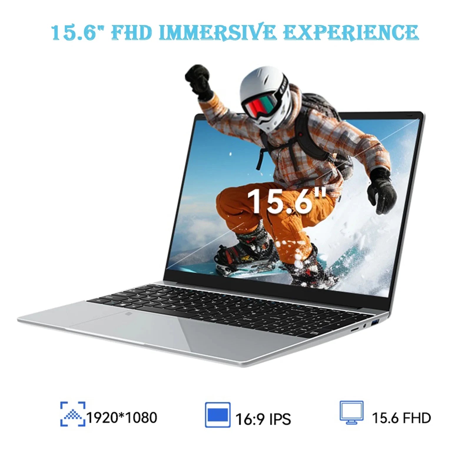 LENO Portátil Nuevo de 15.6" Intel 6500Y 32GB RAM 2TB SSD 5000mAh Office Windows11 Notebook PC Gamer con Huella Dactilar Retroiluminada