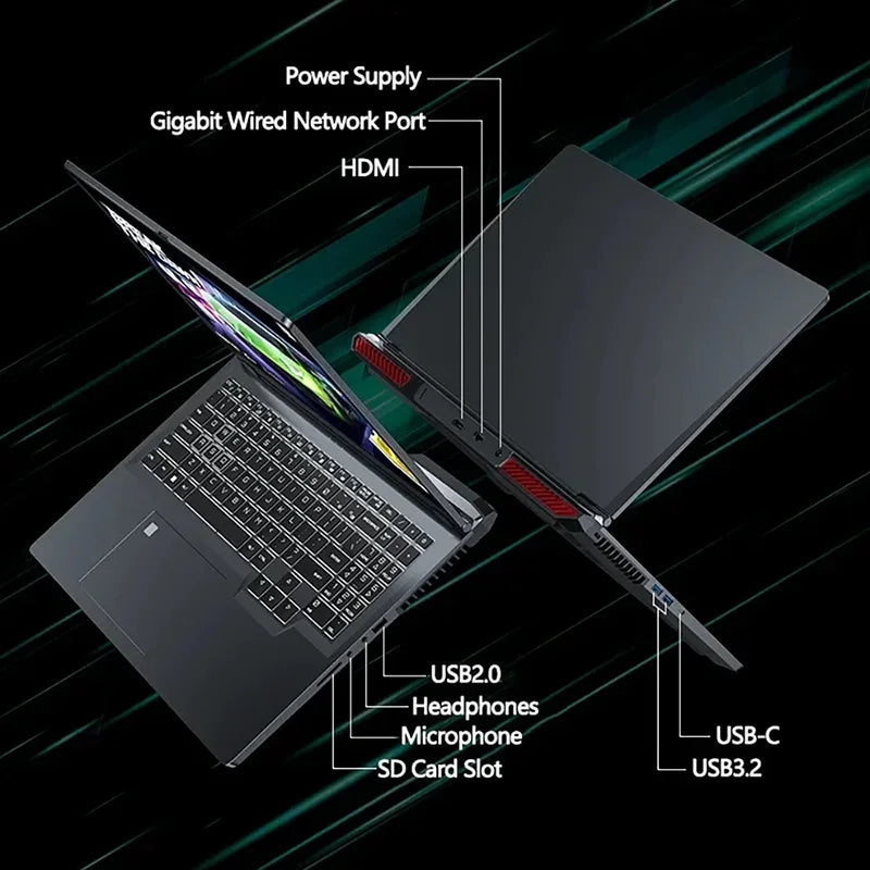 Portátil para videojuegos de 16 pulgadas Intel Core i9-12900H NVIDIA RTX 4060 8G 64GB RMD 4TB SSD DDR5 Windows 11 Cámara HD WiFi6 Ordenador portátil