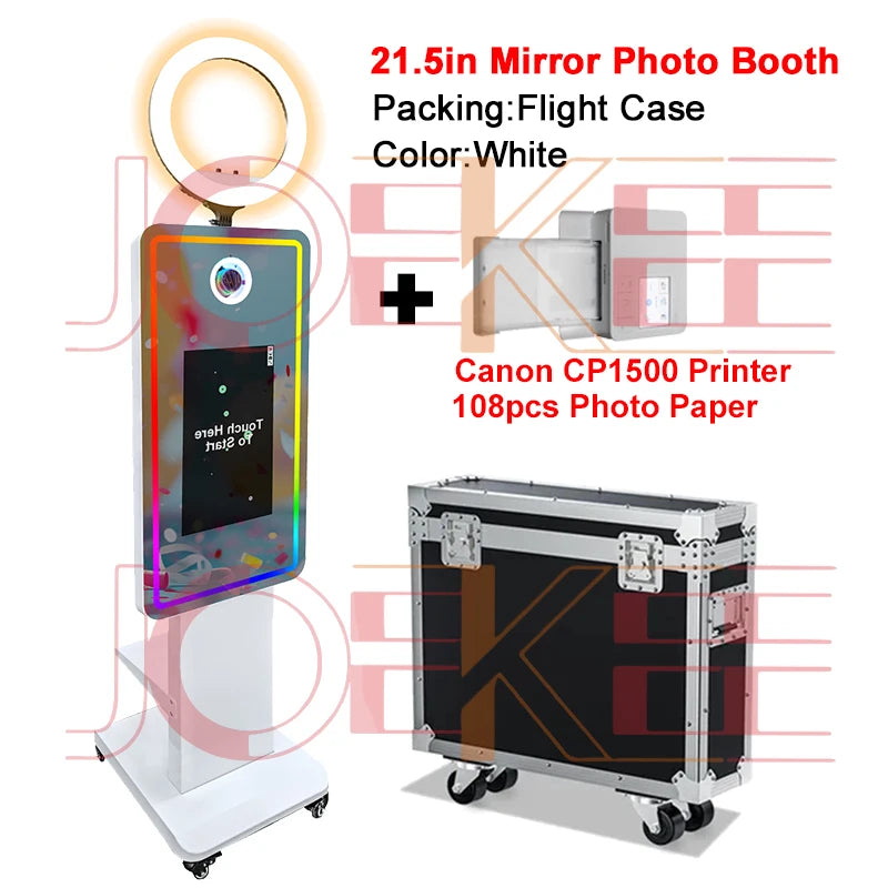 21.5 inch Touch Screen Magic Mirror Photo Booth Built-in Mini PC Portable Mirror Photo Booth Selfie Machine for Partys Events