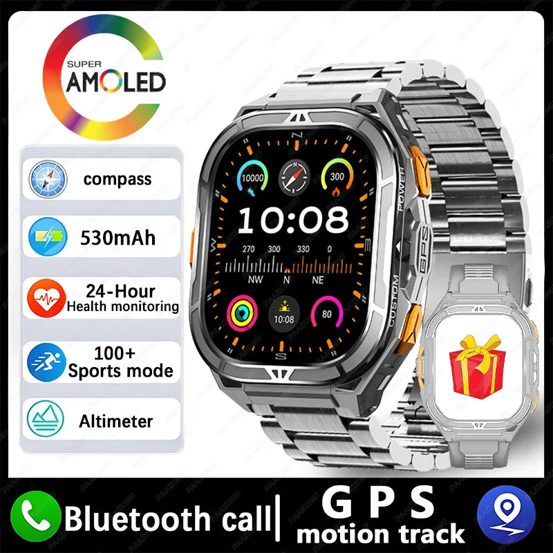 2025 New Dual Frequency GPS Outdoor SmartWatch Compass Altitude Air Pressure 5ATM Waterproof Sports SmartWatch for Men and Women