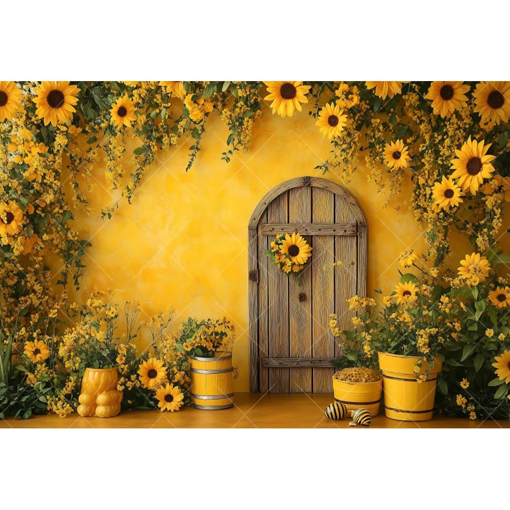 Fondo fotográfico de girasoles de granja, fiesta de cumpleaños de niños, fiesta de pastel, ducha de bebé, telón de fondo de retrato, estudio fotográfico