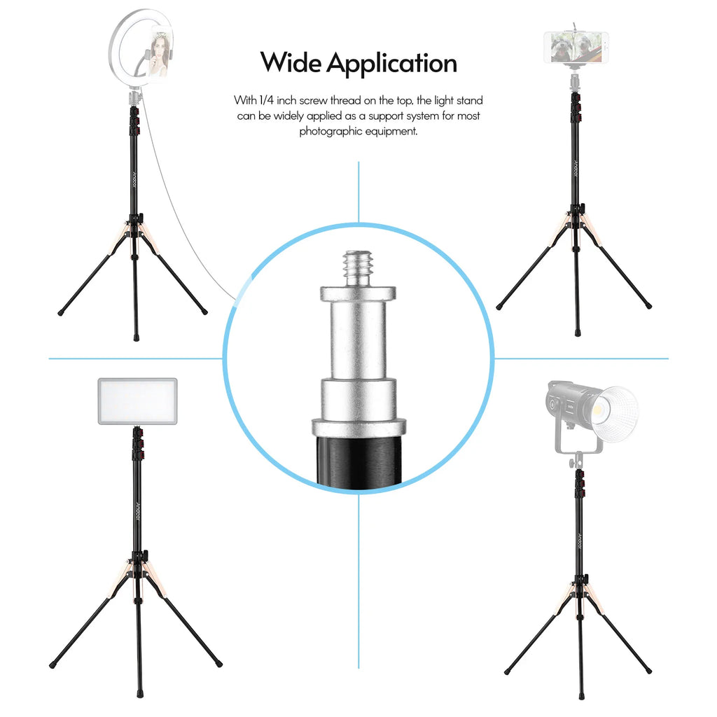 Andoer 190cm/74.8 Inch Portable Aluminum Alloy Photography Light Stand Reverse Folding Leg Stand 3-Section Flip Locks Design