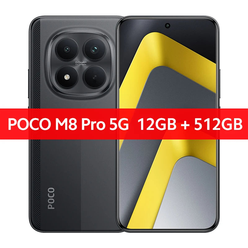 Global Version POCO M8 Pro 50MP main Camera 6.83"CrystalRes AMOLED display mobilephones Smartphone Snapdragon® 7s Gen 4