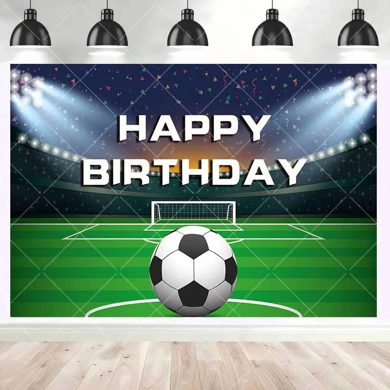 Boy's birthday background picture, children's portrait, football field,sports poster,baby shower, newborn photography background