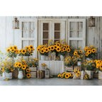 Fondo fotográfico de girasoles de granja, fiesta de cumpleaños de niños, fiesta de pastel, ducha de bebé, telón de fondo de retrato, estudio fotográfico