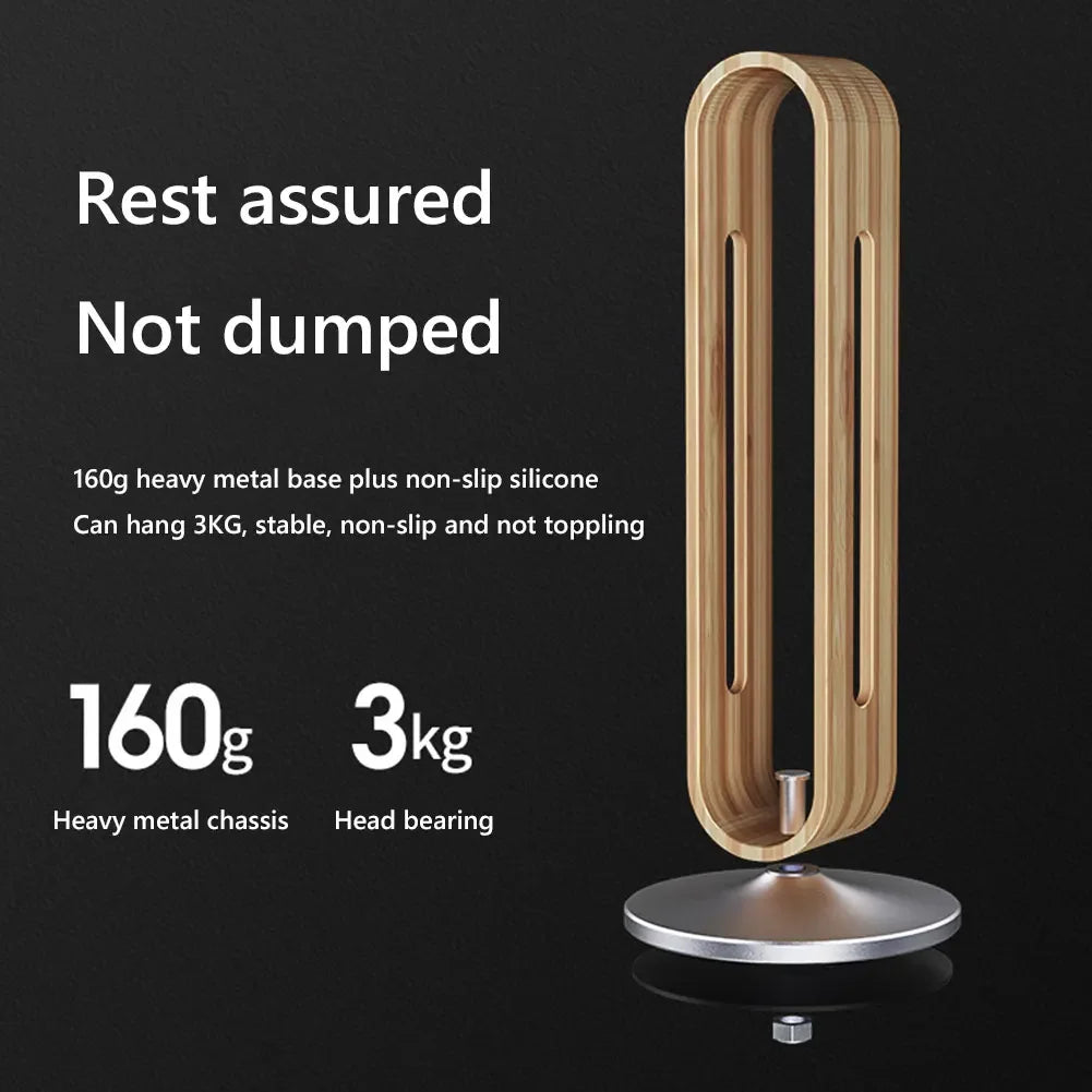 Bamboo Wood Aluminum Headphone Stand.