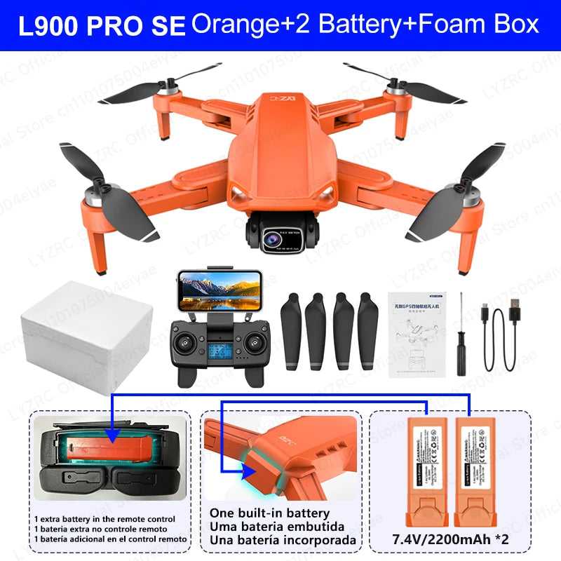 LYZRC Brushless Motor GPS L900 PRO SE Drone 90° Remote Control 4K HD Professional Dual Camera Foldable 5G Wifi FPV RC Quadcopter