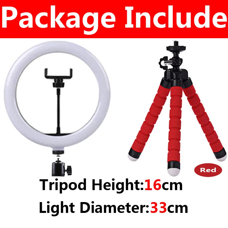 26cm LED Selfie Ring Light Dimmable Led Photography RingLight With Tripod & Phone Stand for Youtube Video Live Makeup Fill Lamps