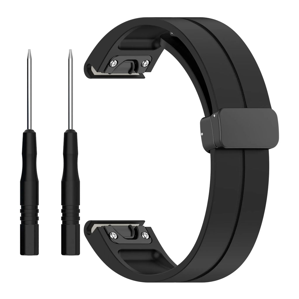 QuickFit 20mm 22mm 26mm Silicone Magnetic Folding Buckle Strap For Garmin Enduro 2 EPIX Gen2 Fenix 7 7X 6X Pro 5Plus Watchband