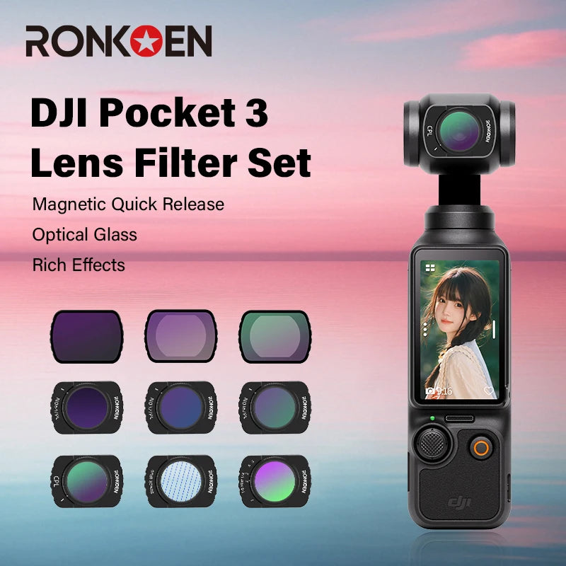 Ronkoen For DJI OSMO Pocket 3 Magnetic ND/CPL Filter Set Creator Combo Accessories, Action Camera Neutral Density Filters