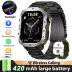 Militar Reloj Inteligente para Hombre, GPS, Linterna, Llamadas Bluetooth, Pantalla AMOLED de 2.01", 5 ATM Sumergible, Reloj Deportivo Inteligente