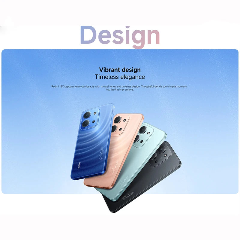 Global Version Redmi 15C 4G NFC Mobile Phone 50MP AI Dual Camera 6000mAh 33W Fast Charging Cellphone Smartphone 4G + 256GB