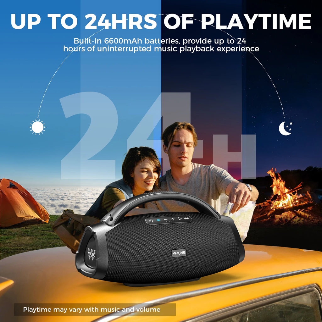 W-KING 140W RMS Portable Bluetooth Speakers,Massive Bass Party Boombox IPX7 Waterproof Speaker Large, Loud Outdoor Speaker