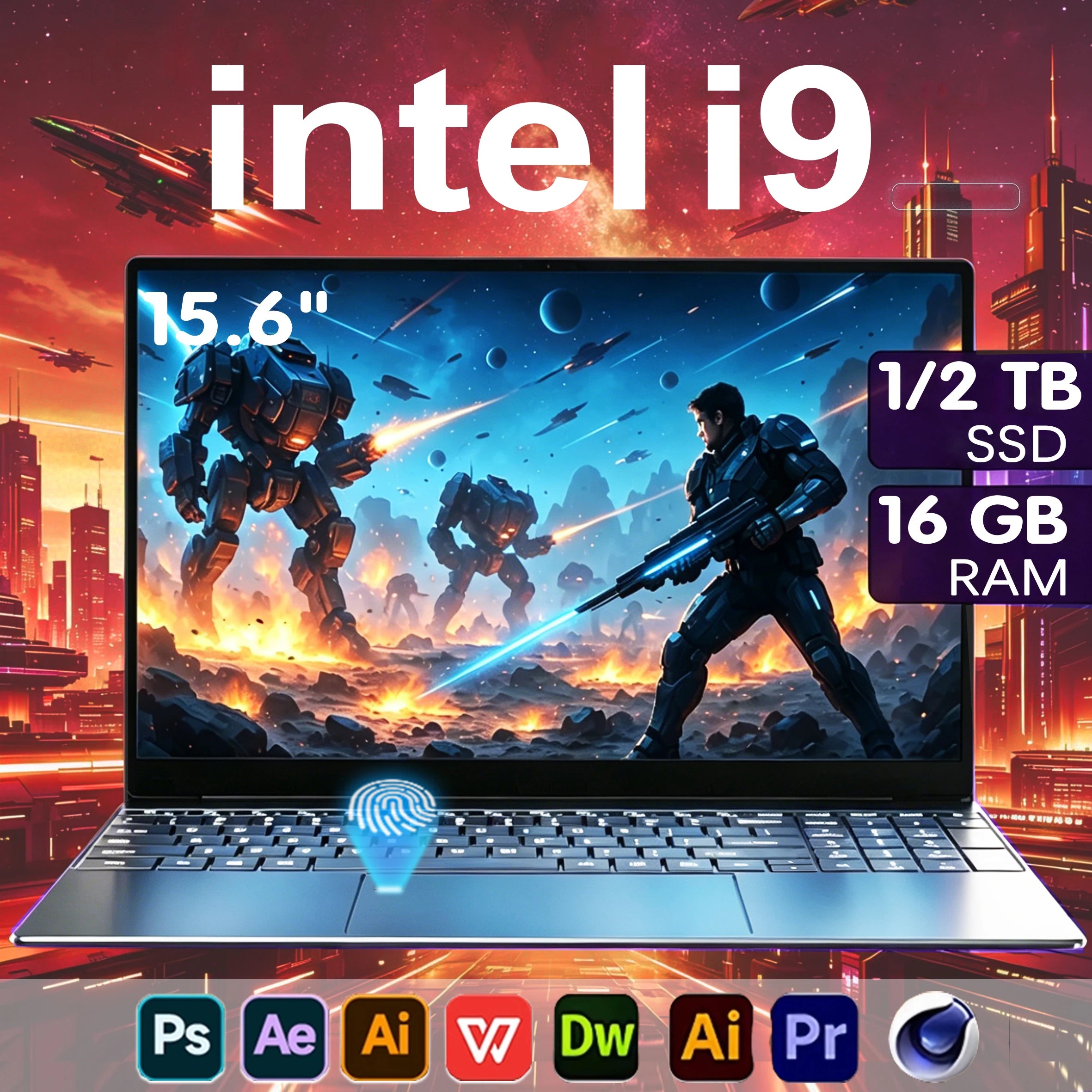 Portátil nuevo con Windows 11 Pro de 15.6", PC Intel Core i9 10980HK, 16GB RAM, 1TB SSD, Desbloqueo por Huella Dactilar, Teclado Retroiluminado