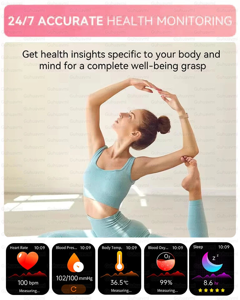 2025 New NFC Smart Watch Women AMOLED HD Screen IP68 Waterproof Blood Oxygen Heart Rate BT Call Smartwatch Watch