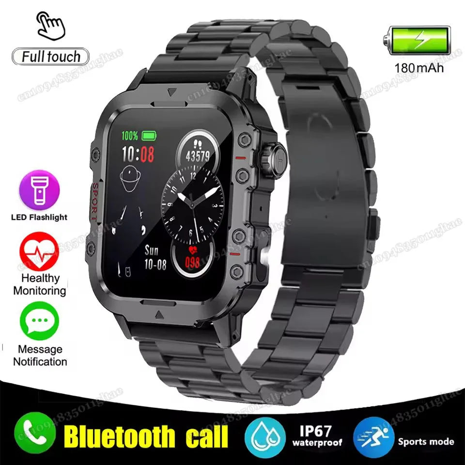 Militar Reloj Inteligente para Hombre, GPS, Linterna, Llamadas Bluetooth, Pantalla AMOLED de 2.01", 5 ATM Sumergible, Reloj Deportivo Inteligente