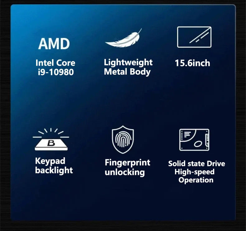 Portátil LENO de 15.6" Intel Core i9 10980HK Windows 11 Pro Ordenador Portátil PC Oficina Estudio 32GB RAM 512GB 1TB 2TB SSD