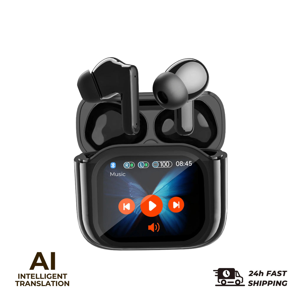 Auriculares de Traducción con Pantalla Táctil 2 Piezas, 144 Idiomas, Auriculares Traductores Bidireccionales en Tiempo Real, Auriculares Bluetooth para Viajes de Negocios