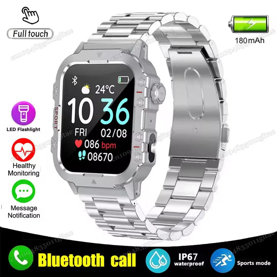 Militar Reloj Inteligente para Hombre, GPS, Linterna, Llamadas Bluetooth, Pantalla AMOLED de 2.01", 5 ATM Sumergible, Reloj Deportivo Inteligente