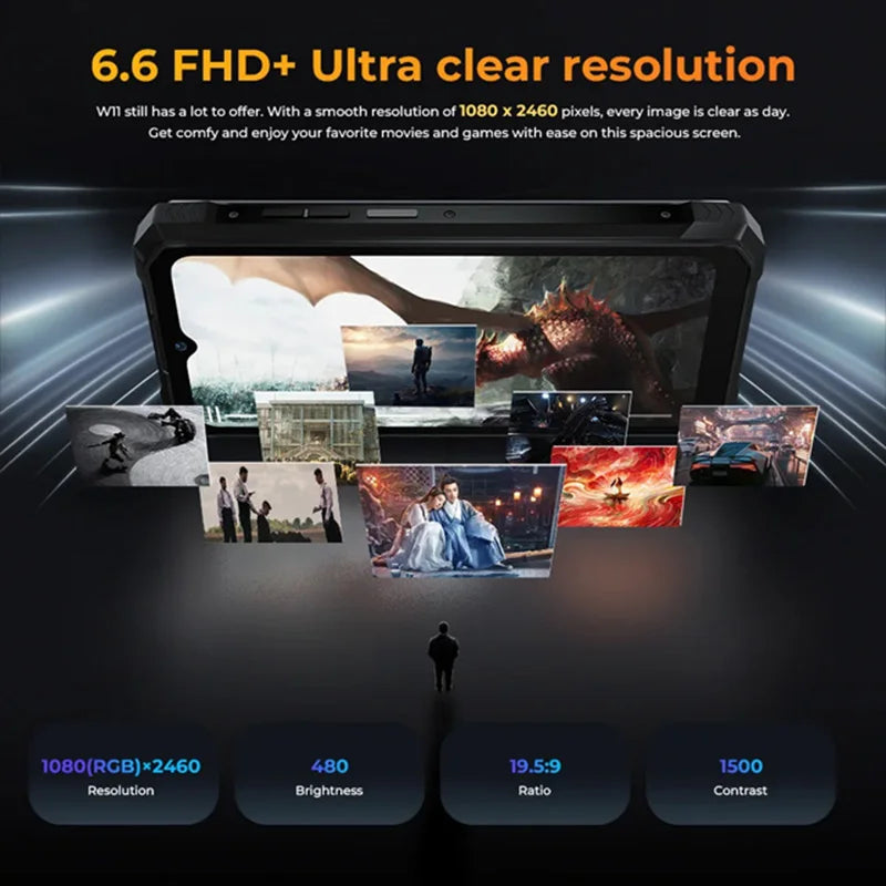 HOTWAV W11 12GB+256GB 280LM Flashlight 6.6'' FHD+ 20800mAh Battery 24MP Night Vision 33W Fast Charging 4G Global Version