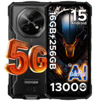 DOOGEE Fire 7 5G Rugged Phone Gemini AI 16GB (4+12) 256GB 13000mAh Battery Dimensity 6300 Smart phone NFC Android 15 64MP Camera