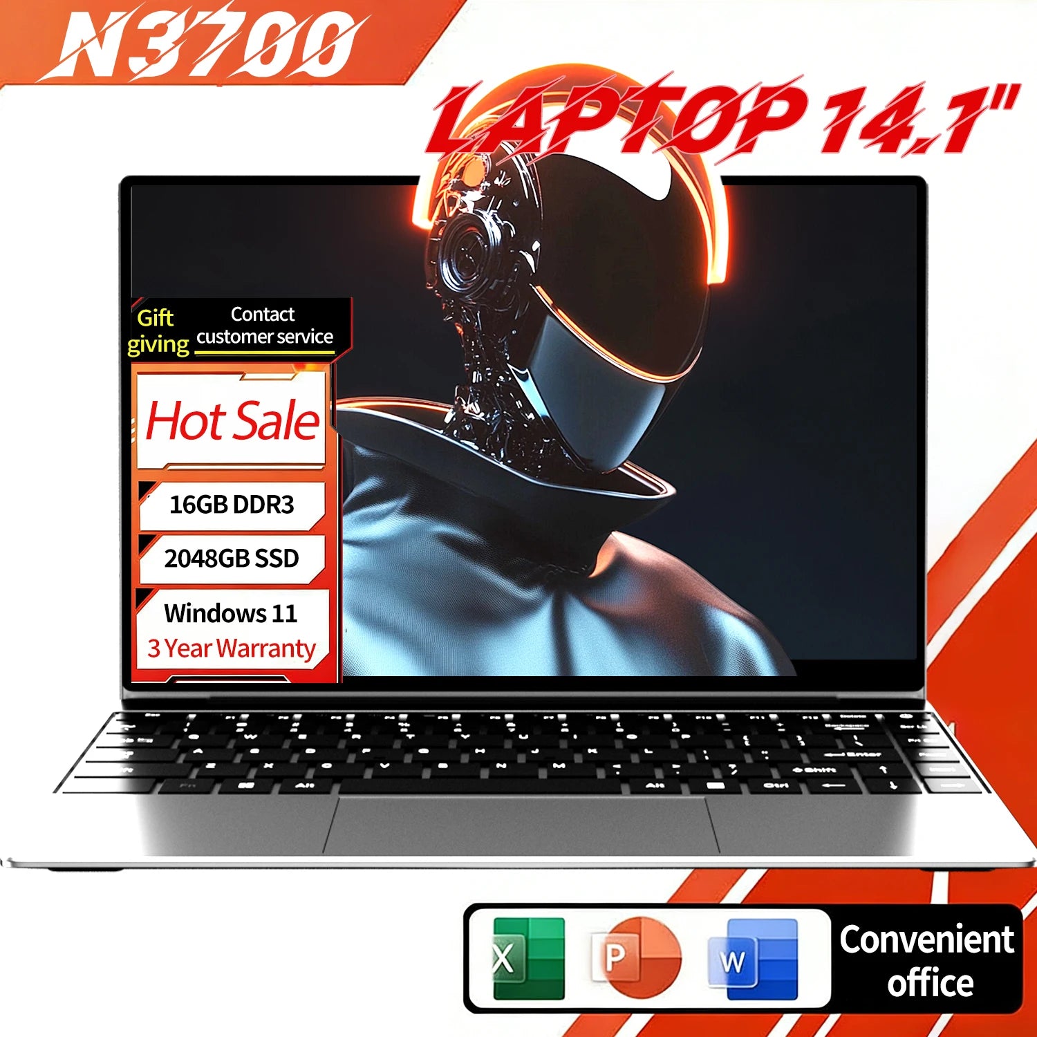 Ordenador portátil NAIWO Intel N3700 15,6" IPS FHD Ordenador portátil Intel 4405U 16GB 2TB SSD Batería de 5000mAh Windows 11 Ordenador portátil de oficina Delgado y ligero