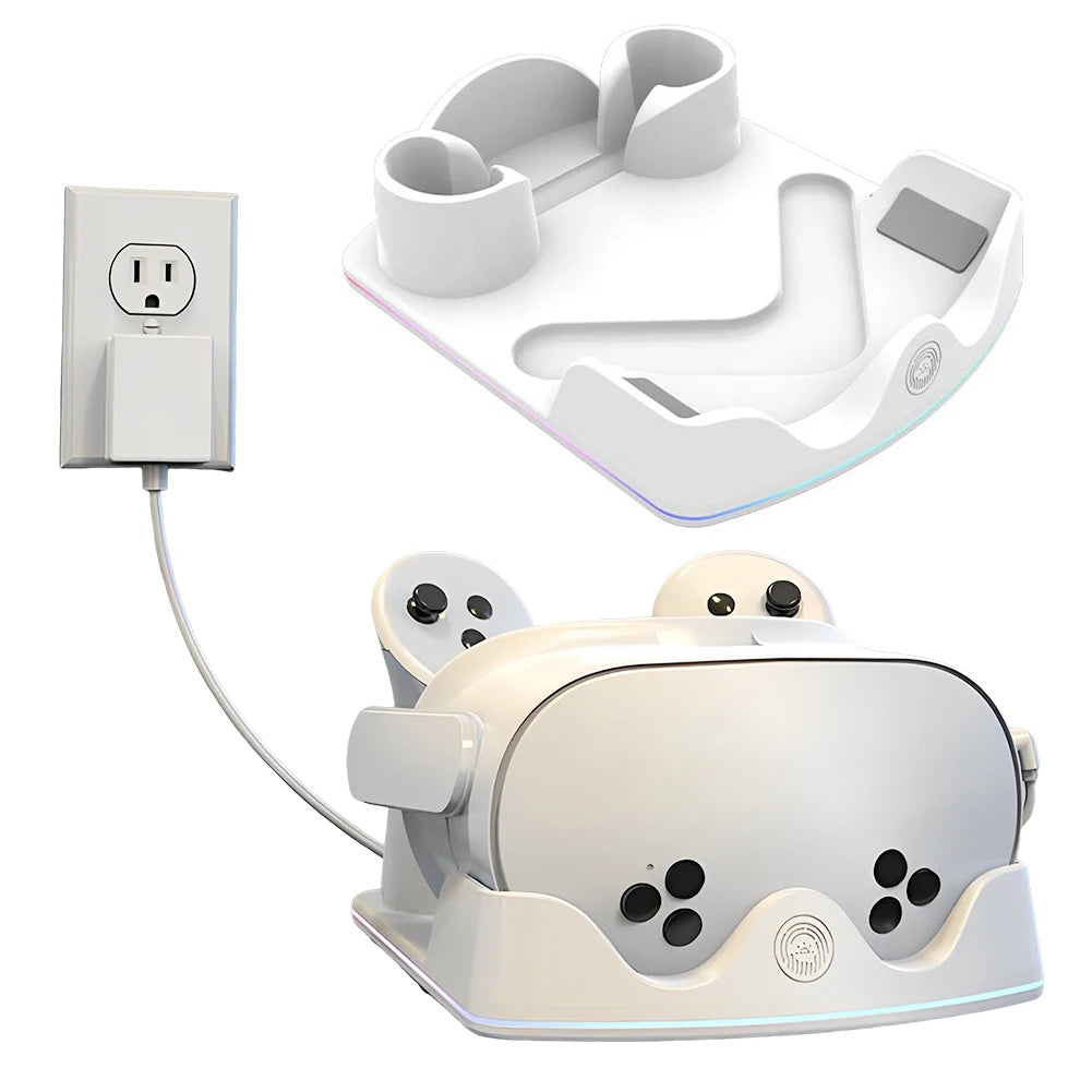 Charging Dock for Meta Quest 3S VR Charging Station W/ RGB Light Charging Stand Headset Display Stand and Controller Mount