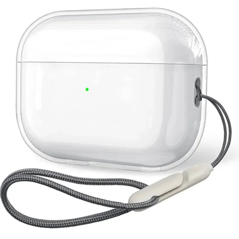 Transparent Earphones Case For Airpods 4 Pro 1 2 3 Earbuds Soft TPU Cases For Airpods 4 With Lanyard Strap Protective Cover