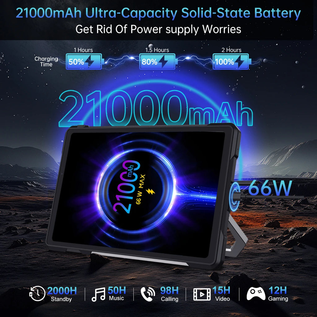 Tablet rugerizada Unihertz 8849 TANK PAD E con proyector Android 21000 mAh 120 Hz Cámara de 50 MP 24 GB 512 GB 66 W Tablet teléfono de 10,95 pulgadas