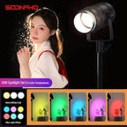 Soonpho Led Lights Projector for Live Streaming Background Atmosphere Photo Lighting with Color Card DIY Snoot Optical Spotlight