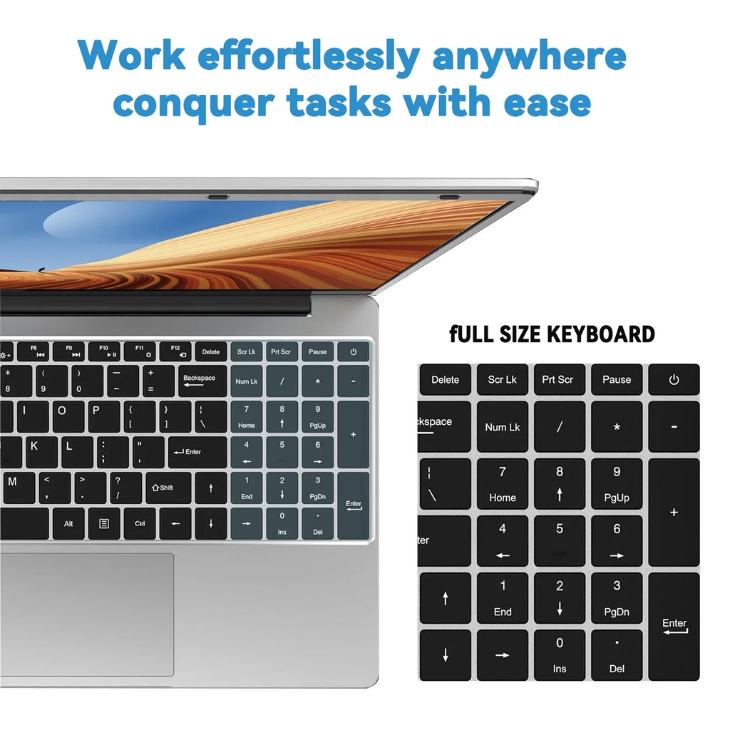 LENO NEW 15.6" Portable Laptop Intel 6500Y 32GB RAM 2TB SSD 5000mAh Office Windows11 Notebook PC Gamer with Backlit Fingerprint