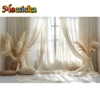 Mocsicka Photography Background White Indoor Window Floral Adult Birthday Wedding Maternity Portrait Decor Backdrop Photo Studio