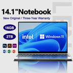 Ultra Slim 14.1 Inch Laptop 16GB RAM 2TB SSD Windows 11 Intel N3700 Notebook 1920x1080 Display Office Study Computer PC For