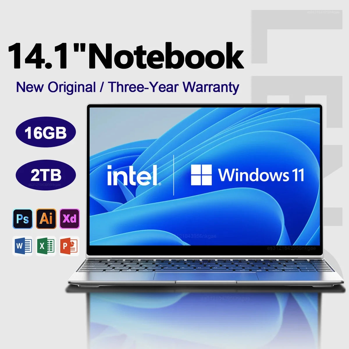 Ultra Slim 14.1 Inch Laptop 16GB RAM 2TB SSD Windows 11 Intel N3700 Notebook 1920x1080 Display Office Study Computer PC For