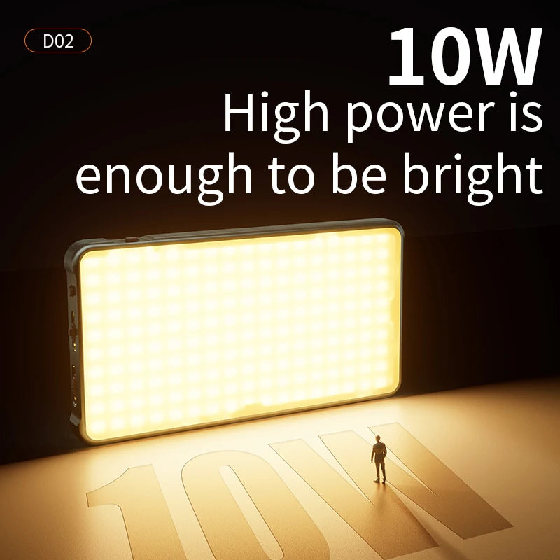 Luz de video RGB 10W portátil de bolsillo, lámpara de relleno para cámara, bicolor, batería incorporada de 4000mAh para TK YB Vlog, grabación de video en exteriores